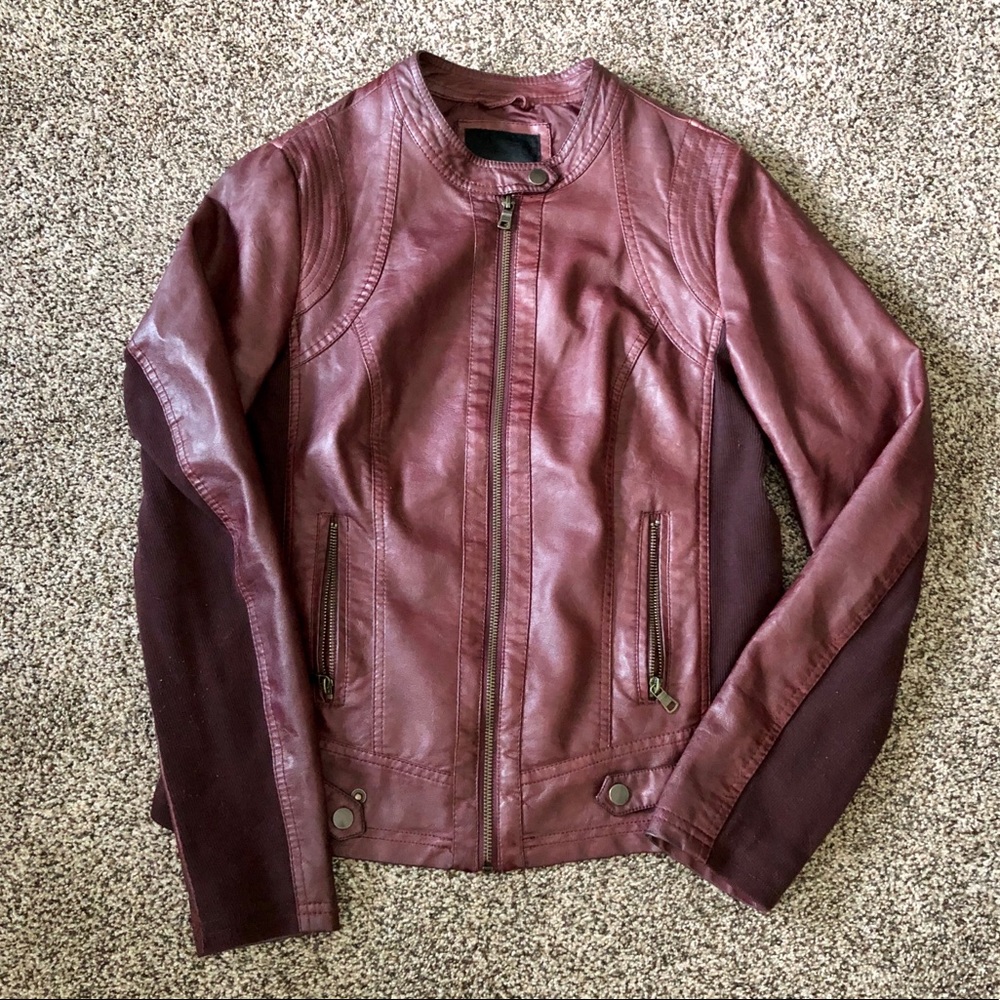 Faux Leather Burgundy Jacket